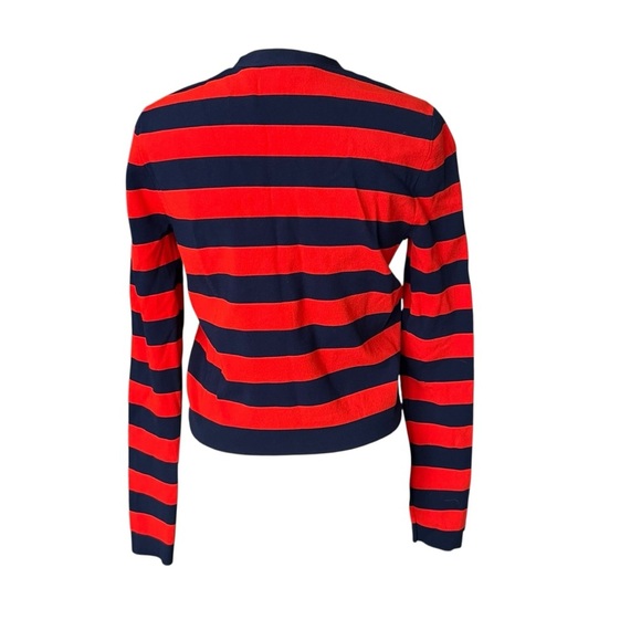 VERONICA BEARD Broome Red & Navy Blue Striped Cropped Crewneck Sz XS - Picture 7 of 9